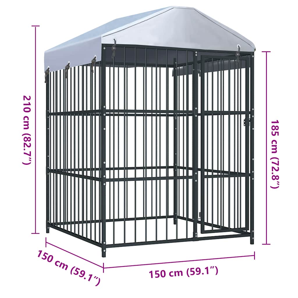 Koiran Ulkohäkki Katoksella 150X150X210 Cm