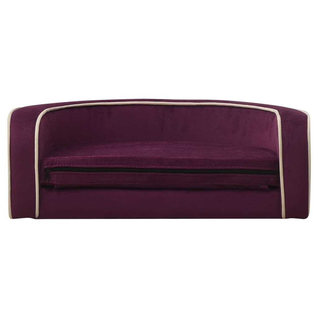 Taitettava Koiran Sohva Viininp. 73X67X26 Cm Plyysi Pestävä