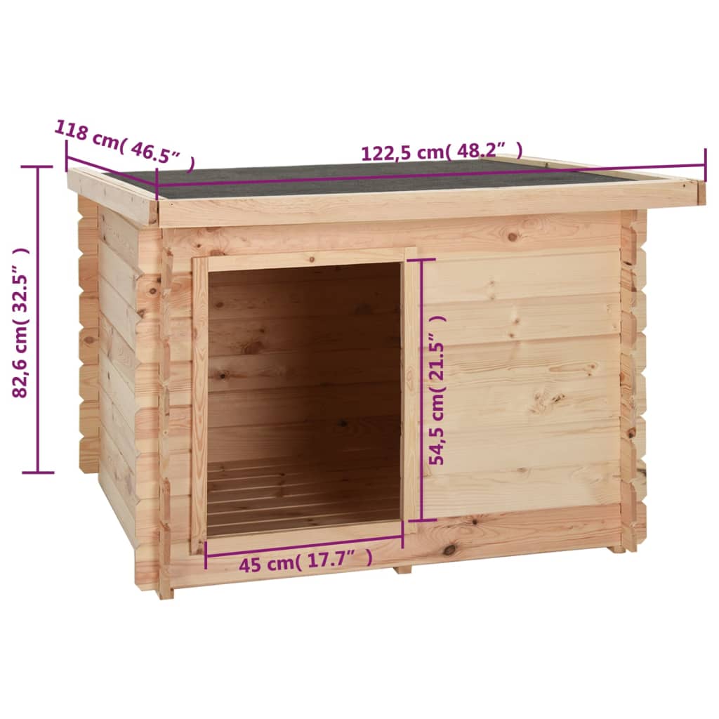 Koirankoppi 122,5X118X82,6 Cm Täysi Mänty 14 Mm