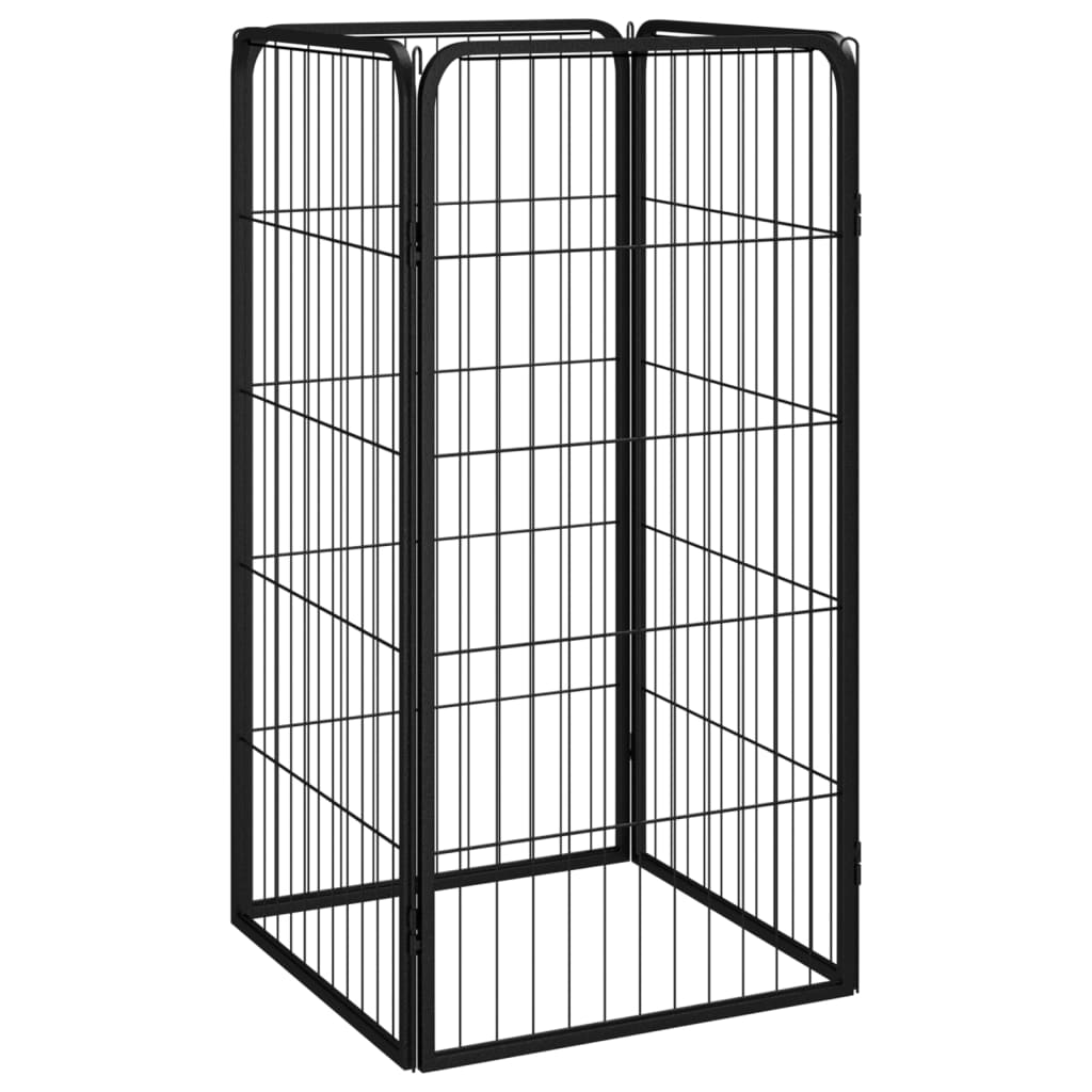 Koiranhäkki 8 Paneelia Musta 50X100 Cm Jauhemaalattu Teräs