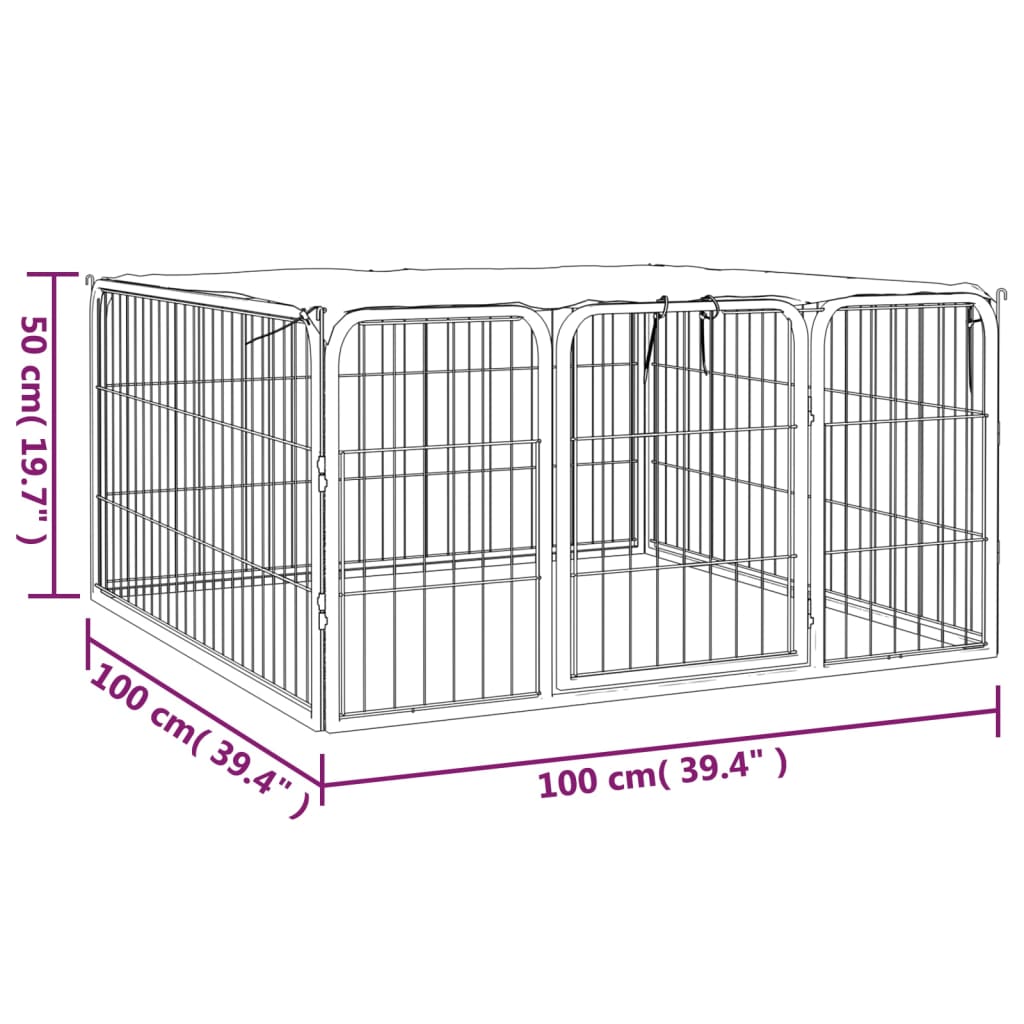 Koiranhäkki 4 Paneelia Musta 100X50 Cm Jauhemaalattu Teräs