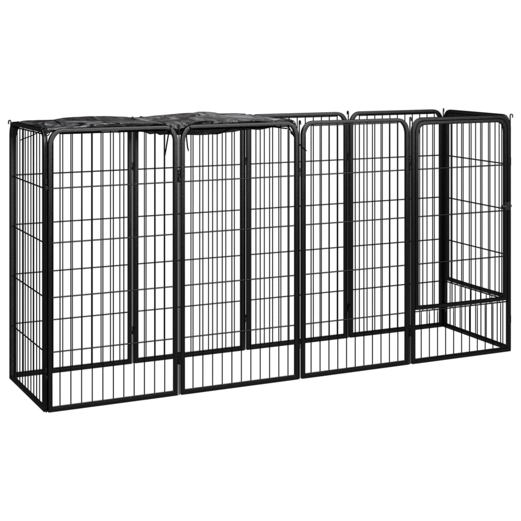 Koiranhäkki 26 Paneelia Musta 50X100 Cm Jauhemaalattu Teräs