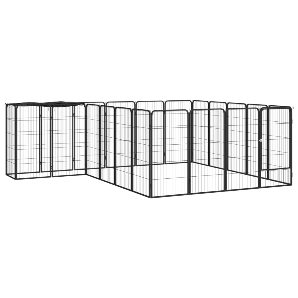 Koiranhäkki 26 Paneelia Musta 50X100 Cm Jauhemaalattu Teräs