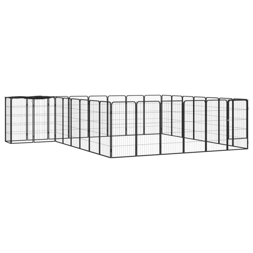 Koiranhäkki 26 Paneelia Musta 50X100 Cm Jauhemaalattu Teräs