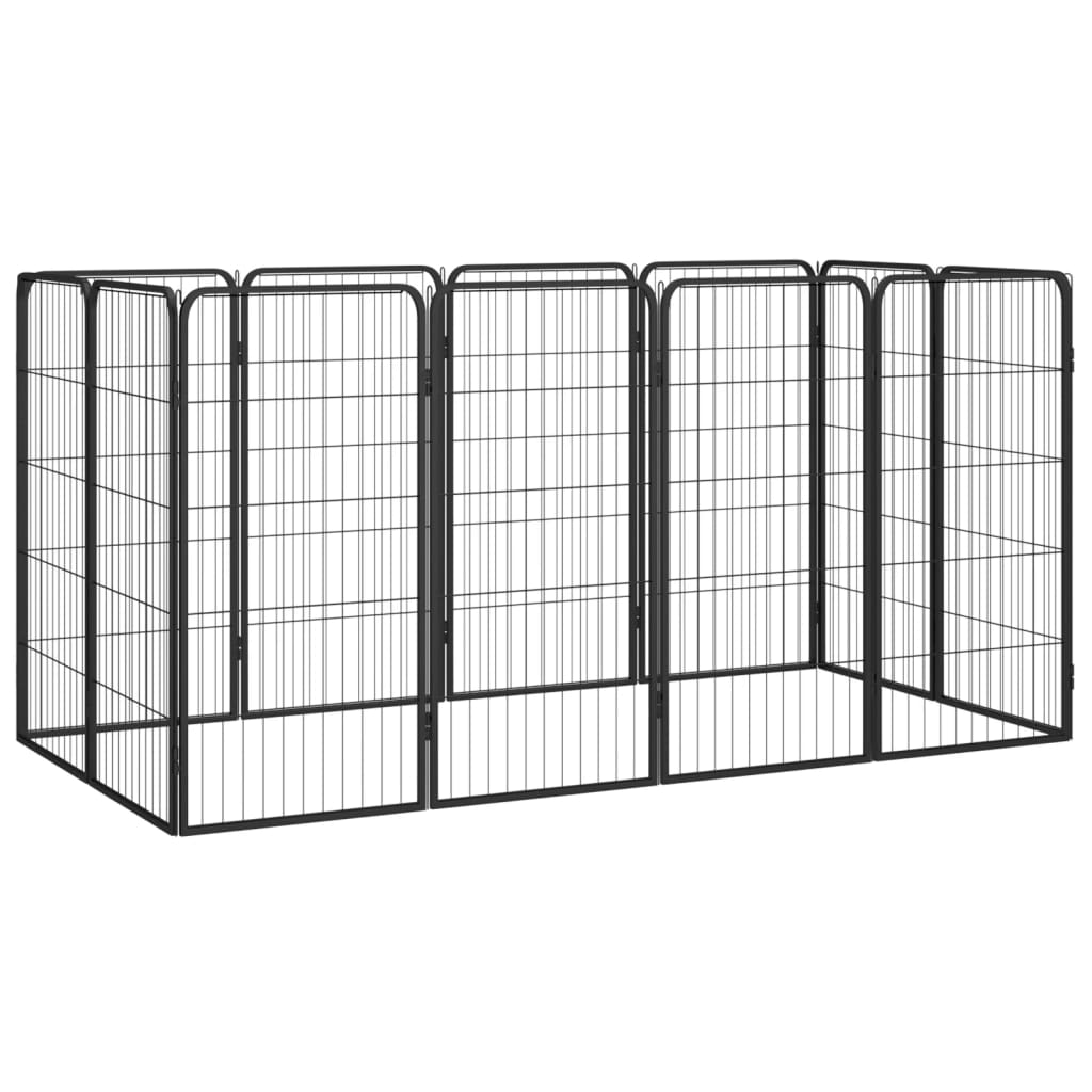 Koiranhäkki 8 Paneelia Musta 50X100 Cm Jauhemaalattu Teräs