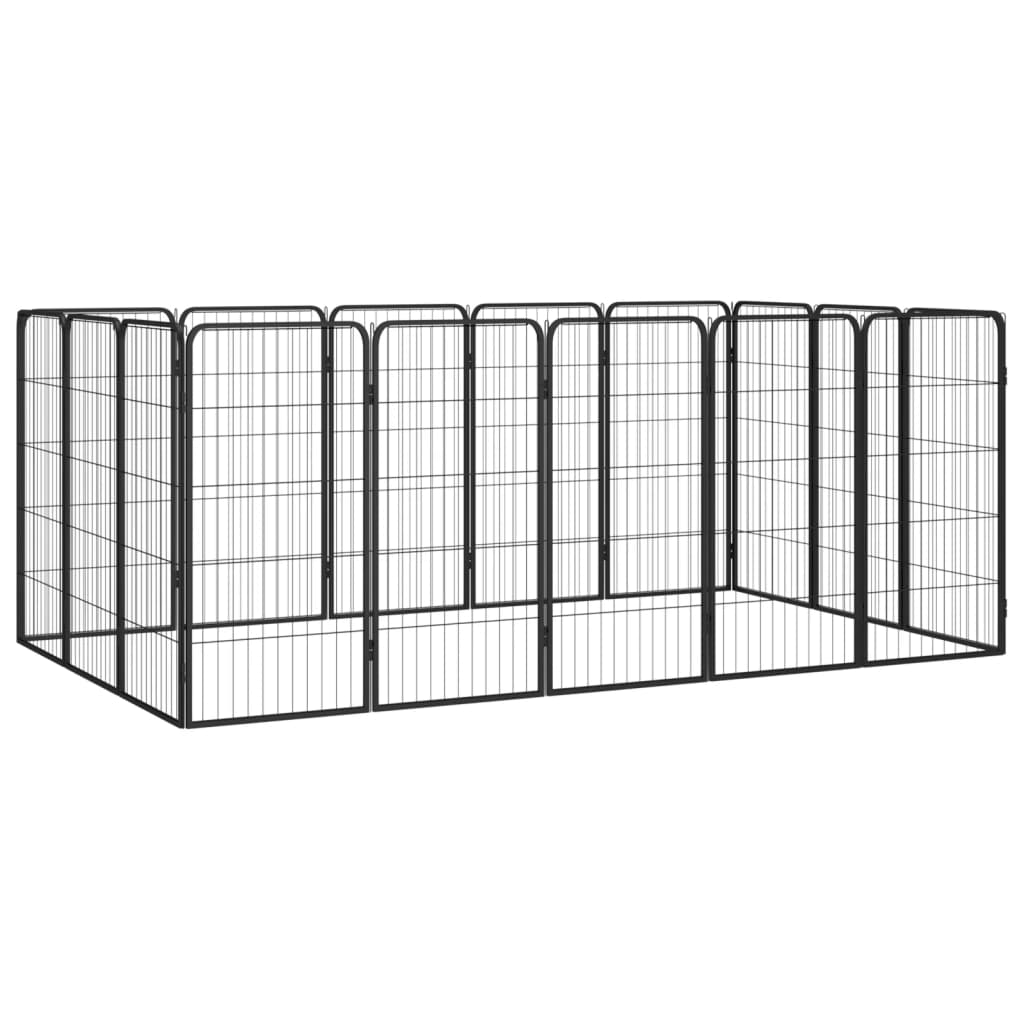 Koiranhäkki 8 Paneelia Musta 50X100 Cm Jauhemaalattu Teräs
