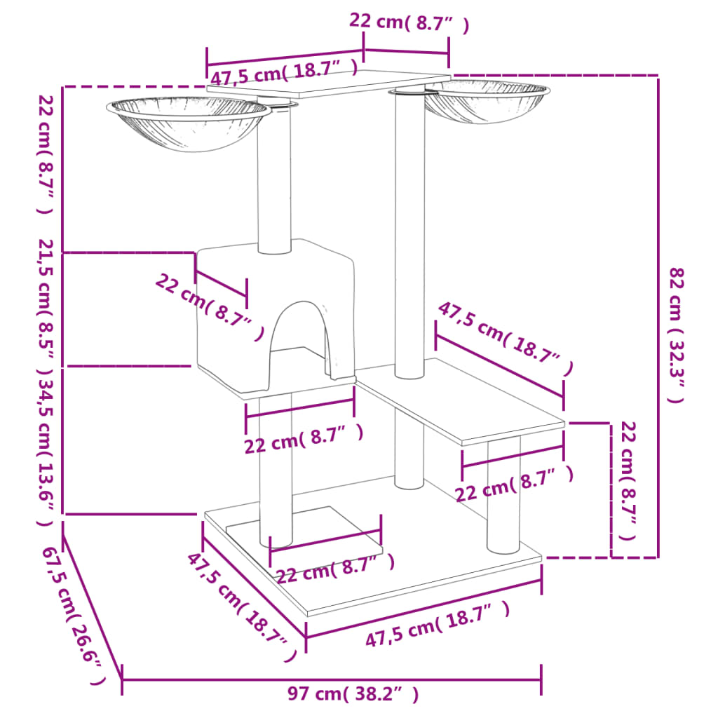 Kissan Kiipeilypuu Sisal- Raapimispylväillä 82 Cm
