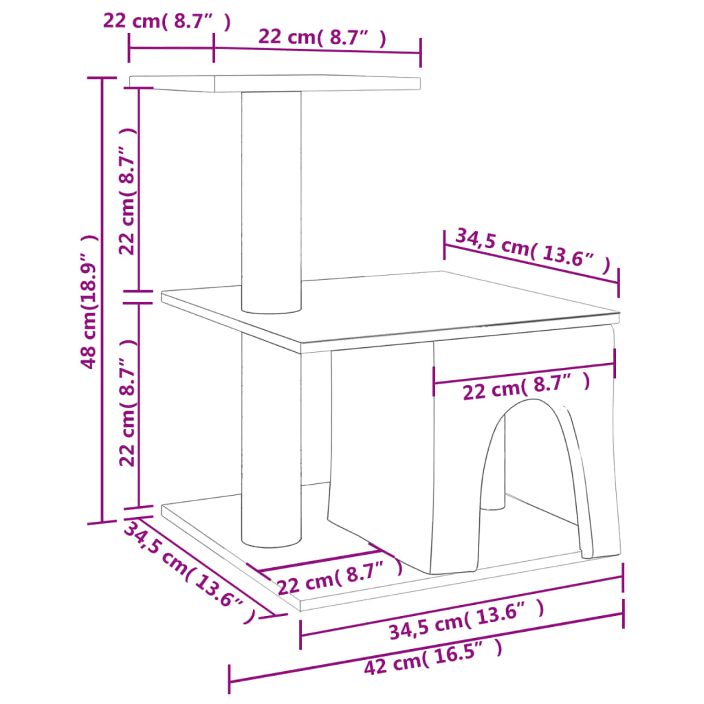 Kissan Kiipeilypuu Sisal- Raapimispylväillä 48 Cm