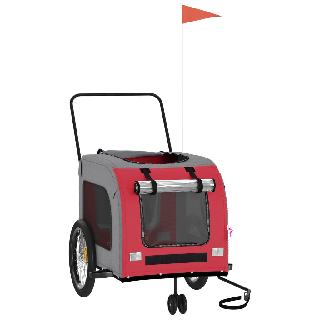 Lemmikinkuljetuskärry Polkupyörään Punaharmaa Kangas Ja Rauta
