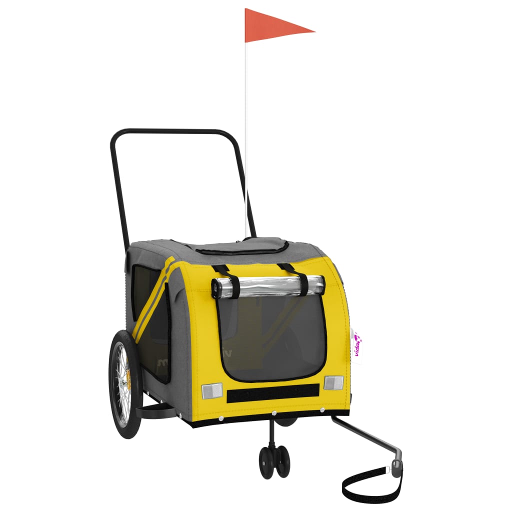 Lemmikinkuljetuskärry Polkupyörään Keltaharmaa Kangas Ja Rauta