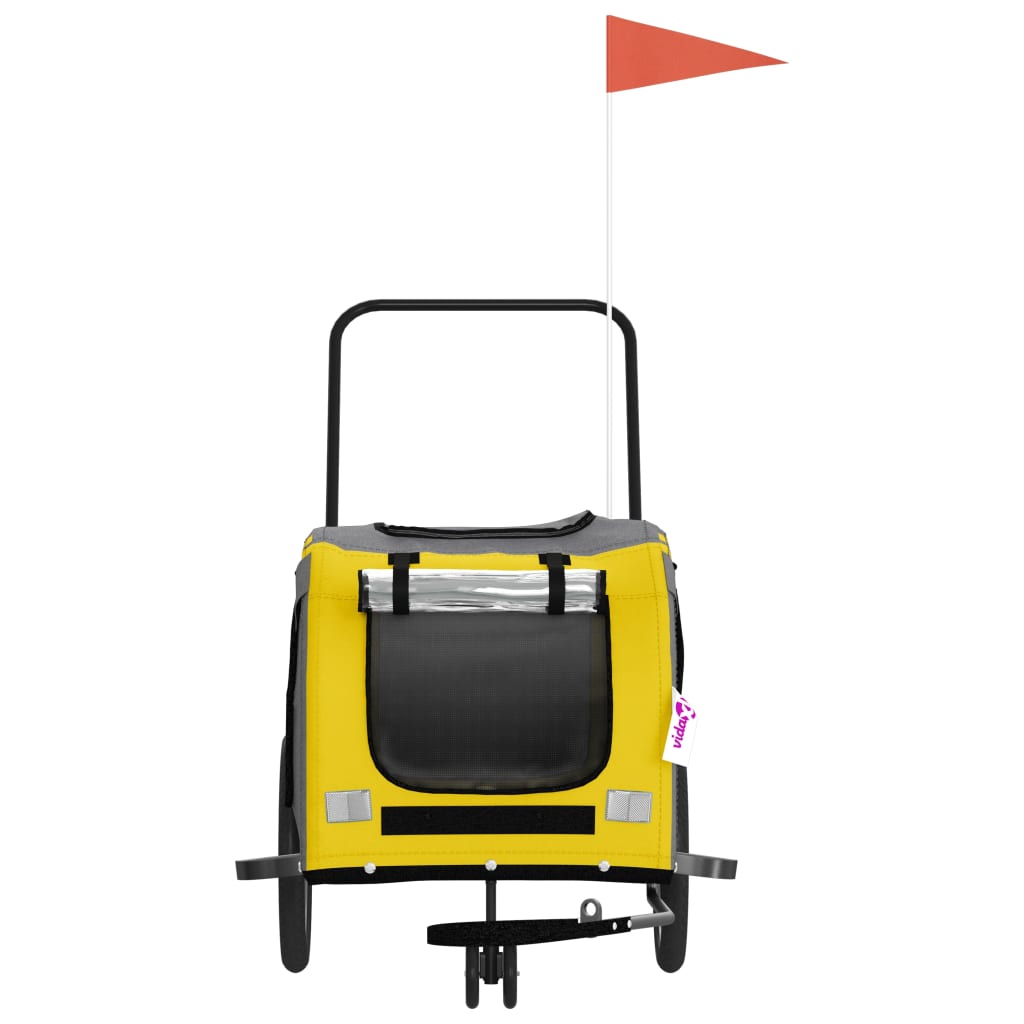 Lemmikinkuljetuskärry Polkupyörään Keltaharmaa Kangas Ja Rauta