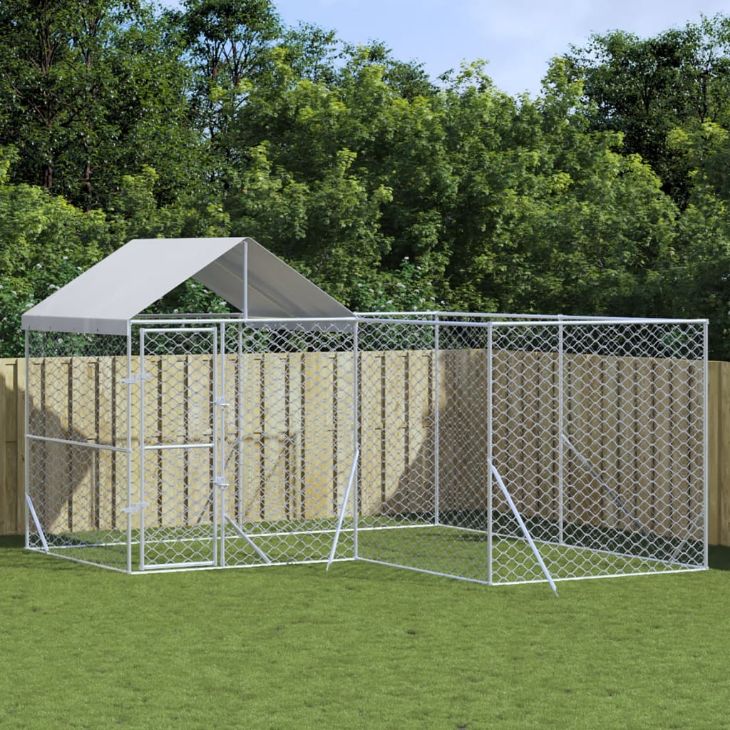 Koiran Ulkohäkki Katolla Hopea 10X8X2,5 M Galvanoitu Teräs