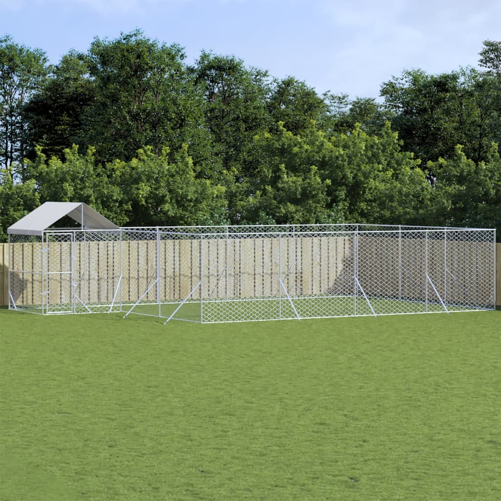 Koiran Ulkohäkki Katolla Hopea 10X8X2,5 M Galvanoitu Teräs