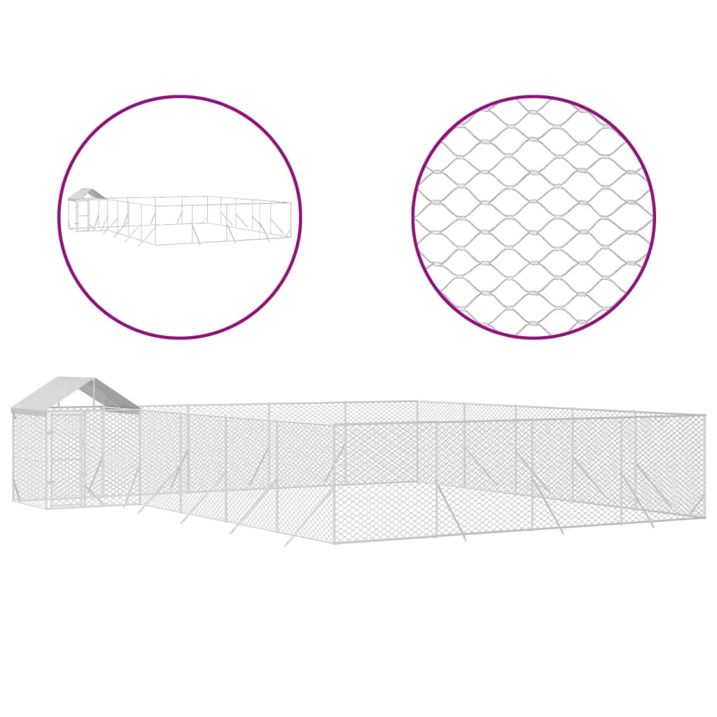 Koiran Ulkohäkki Katolla Hopea 10X8X2,5 M Galvanoitu Teräs