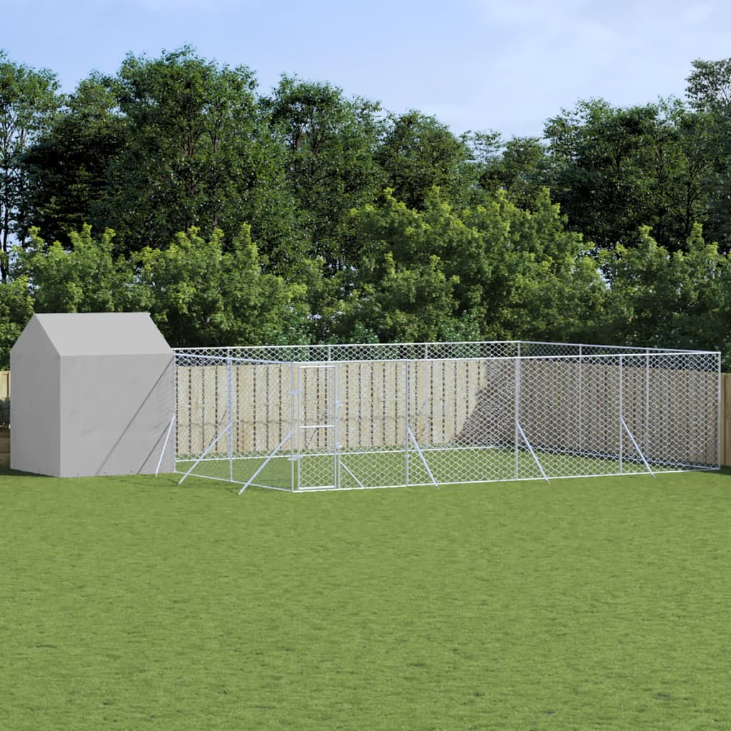 Koiran Ulkohäkki Katolla Hopea 4X4X2,5 M Galvanoitu Teräs