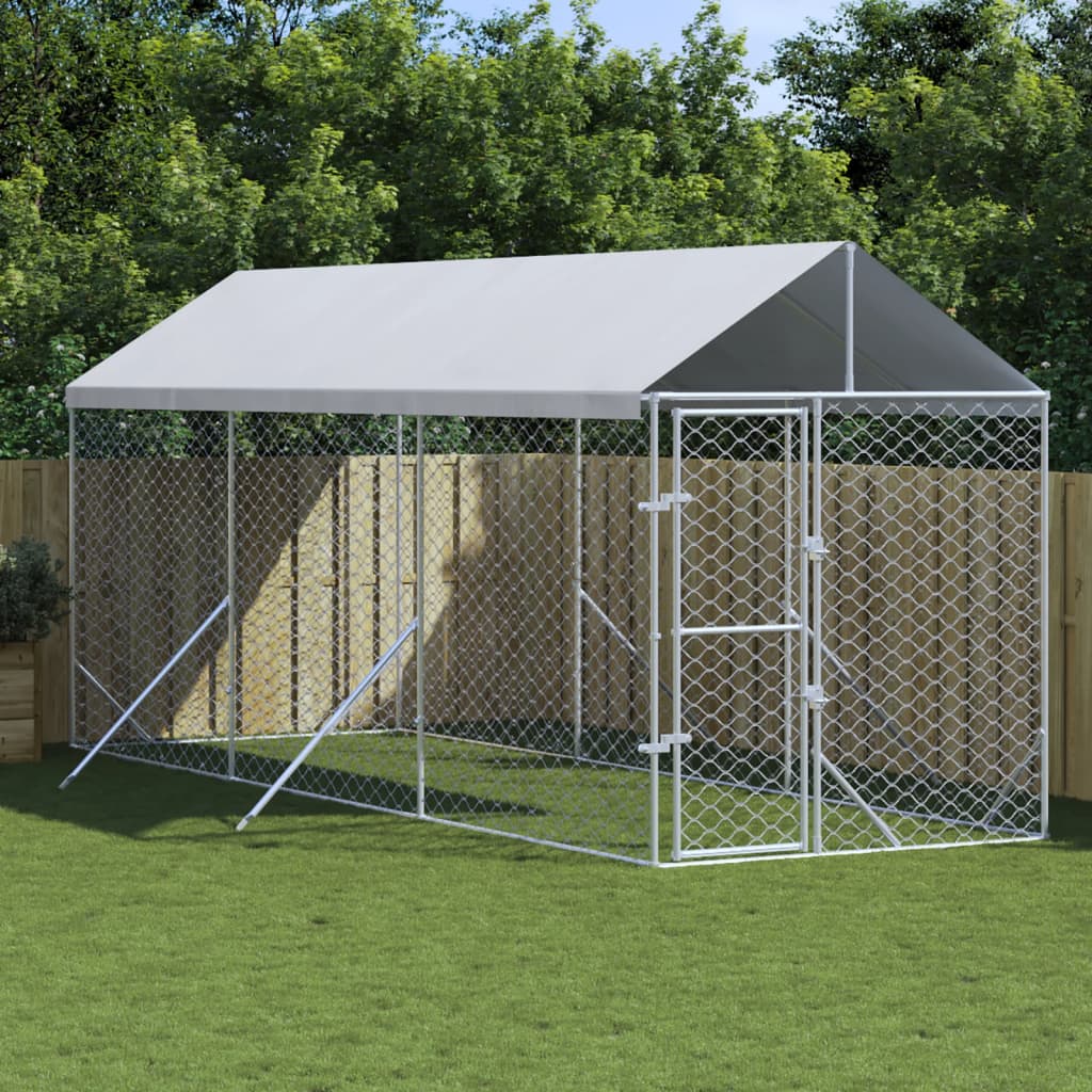 Koiran Ulkohäkki Katolla Hopea 2X10X2,5 M Galvanoitu Teräs