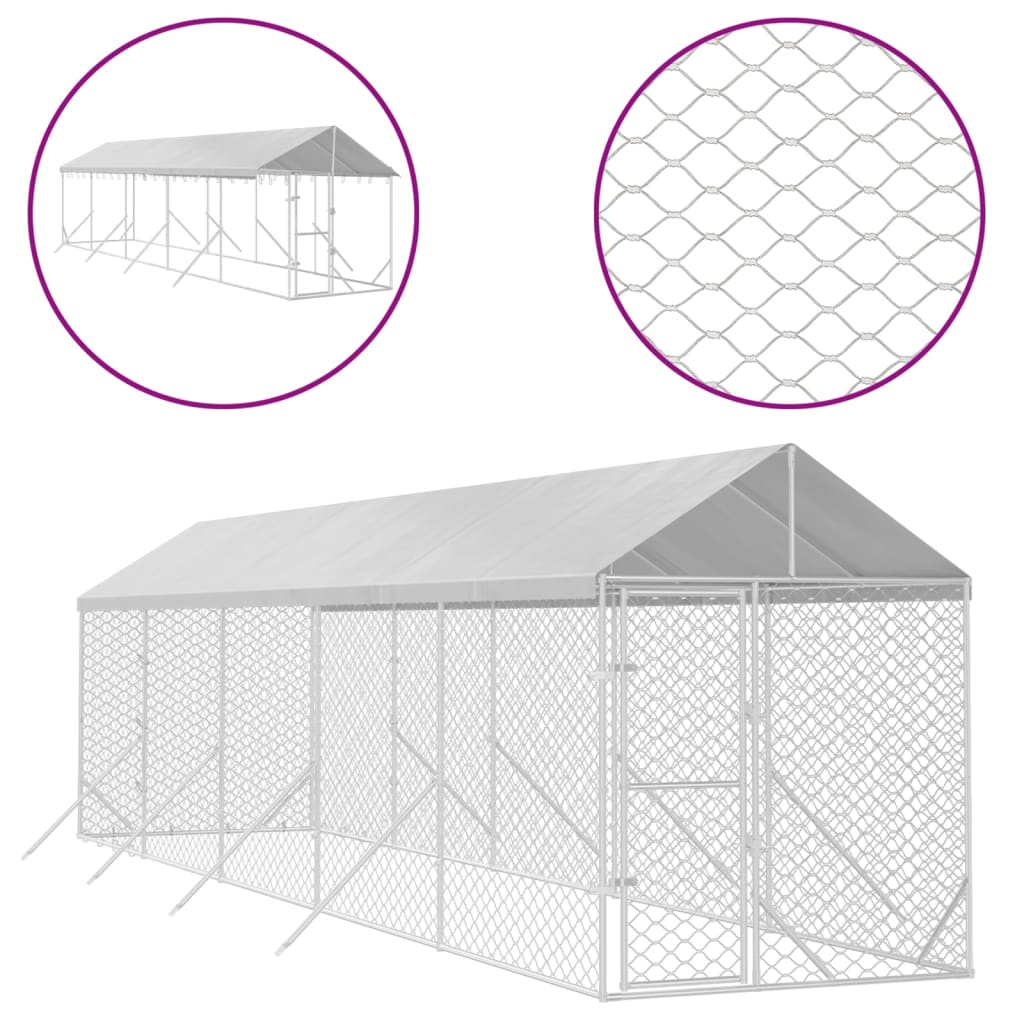 Koiran Ulkohäkki Katolla Hopea 2X10X2,5 M Galvanoitu Teräs