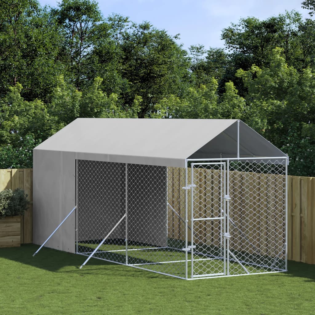 Koiran Ulkohäkki Katolla Hopea 2X10X2,5 M Galvanoitu Teräs