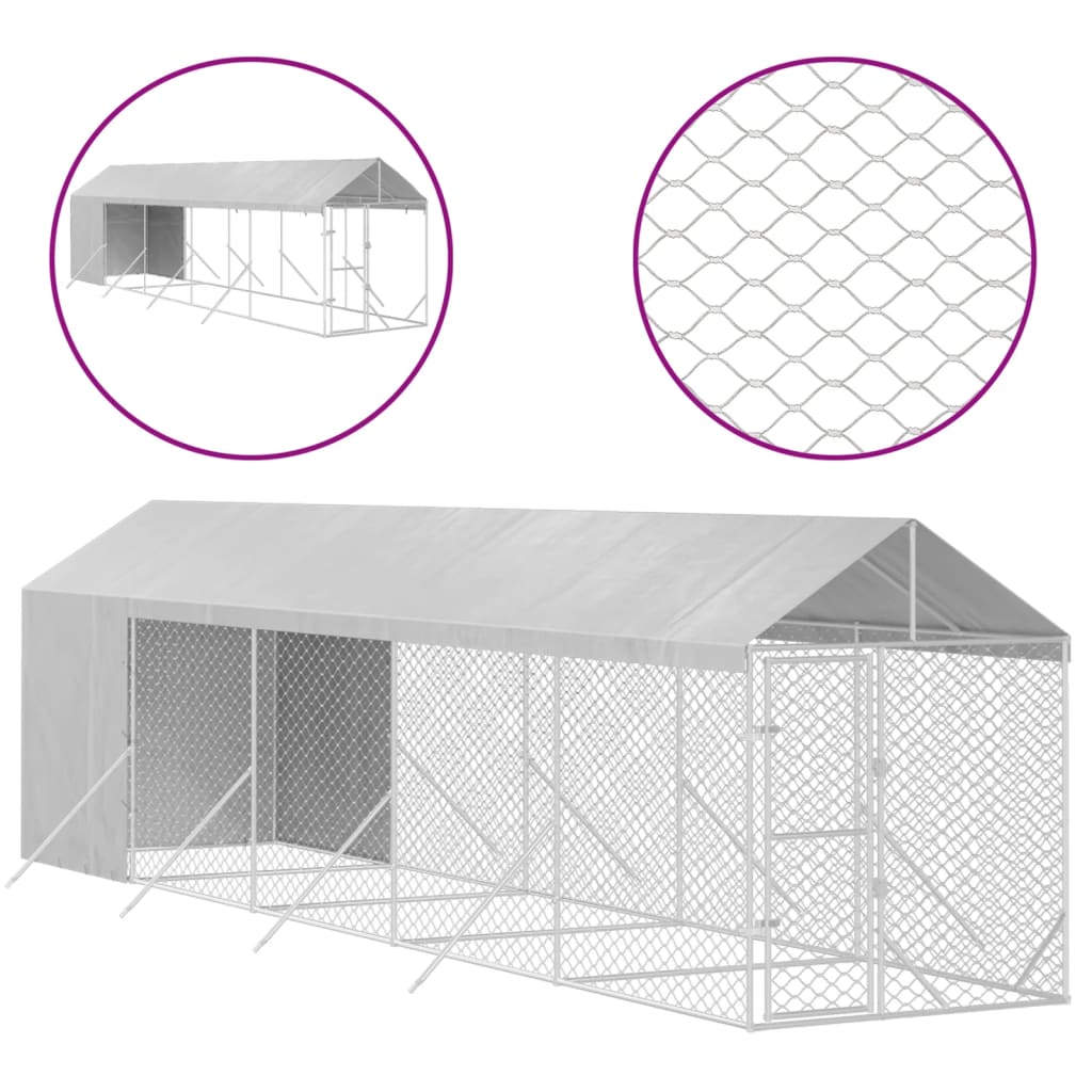 Koiran Ulkohäkki Katolla Hopea 2X10X2,5 M Galvanoitu Teräs