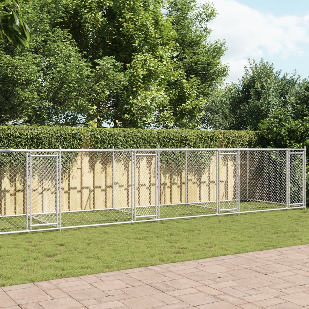 Koiranhäkki Ovella Harmaa 2X2X1,5 M Galvanoitu Teräs