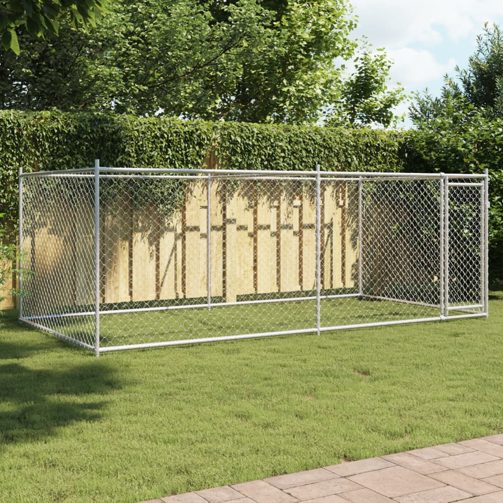 Koiranhäkki Ovella Harmaa 2X2X1,5 M Galvanoitu Teräs