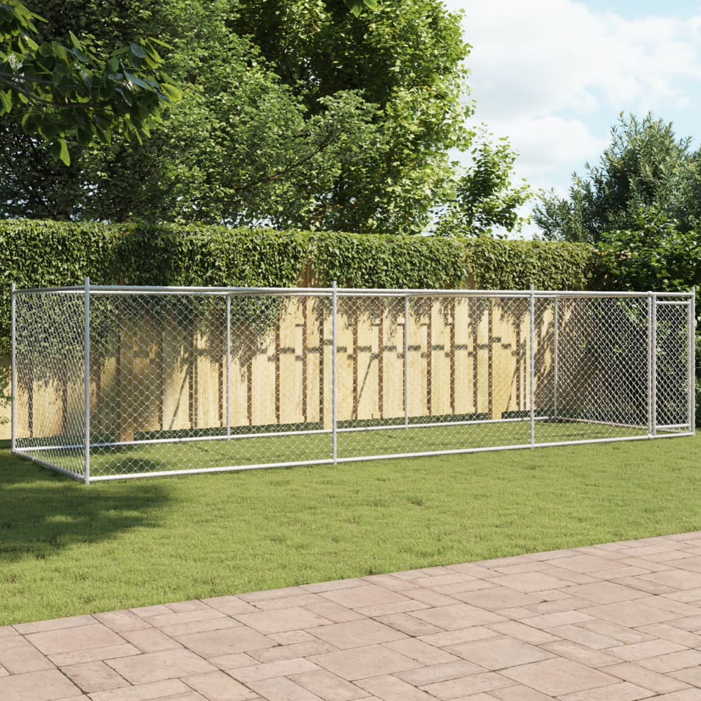 Koiranhäkki Ovella Harmaa 2X2X1,5 M Galvanoitu Teräs