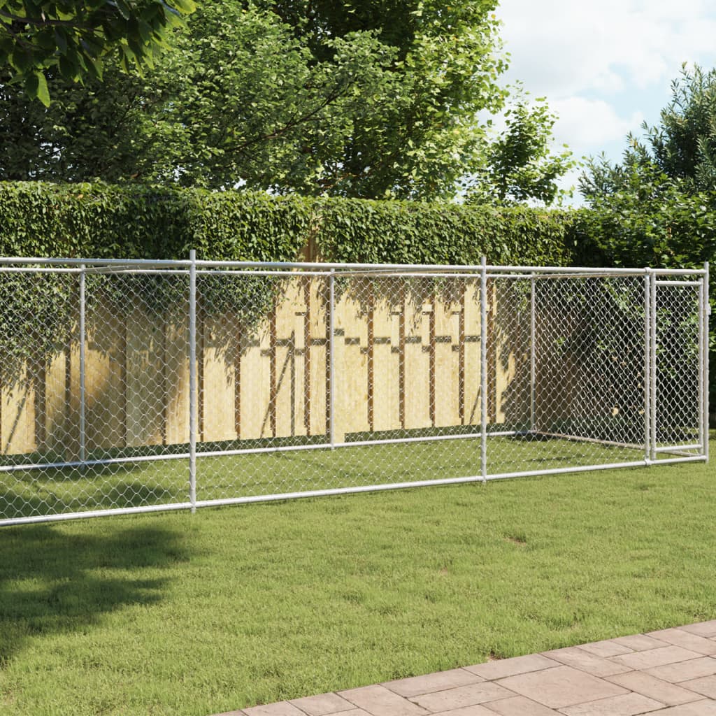 Koiranhäkki Ovella Harmaa 2X2X1,5 M Galvanoitu Teräs