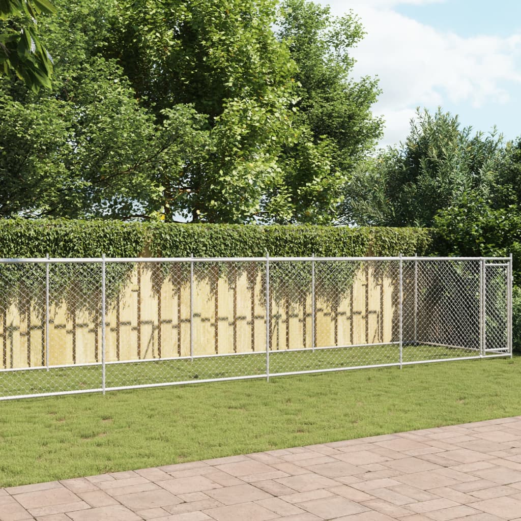 Koiranhäkki Ovella Harmaa 2X2X1,5 M Galvanoitu Teräs