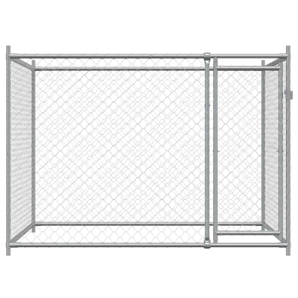 Koiranhäkki Ovella Harmaa 2X2X1,5 M Galvanoitu Teräs