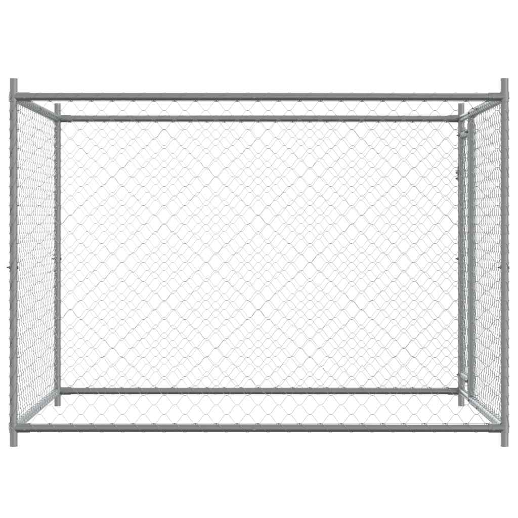 Koiranhäkki Ovella Harmaa 2X2X1,5 M Galvanoitu Teräs
