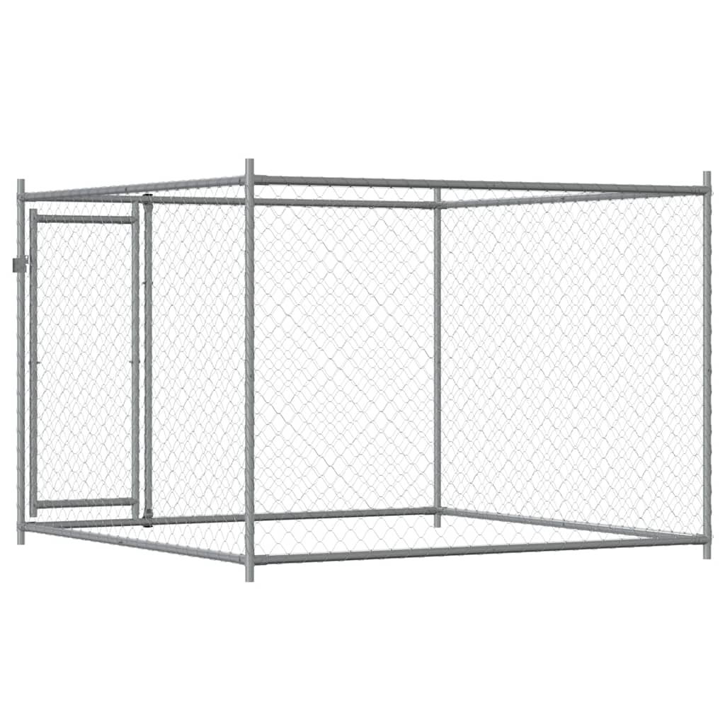 Koiranhäkki Ovella Harmaa 2X2X1,5 M Galvanoitu Teräs