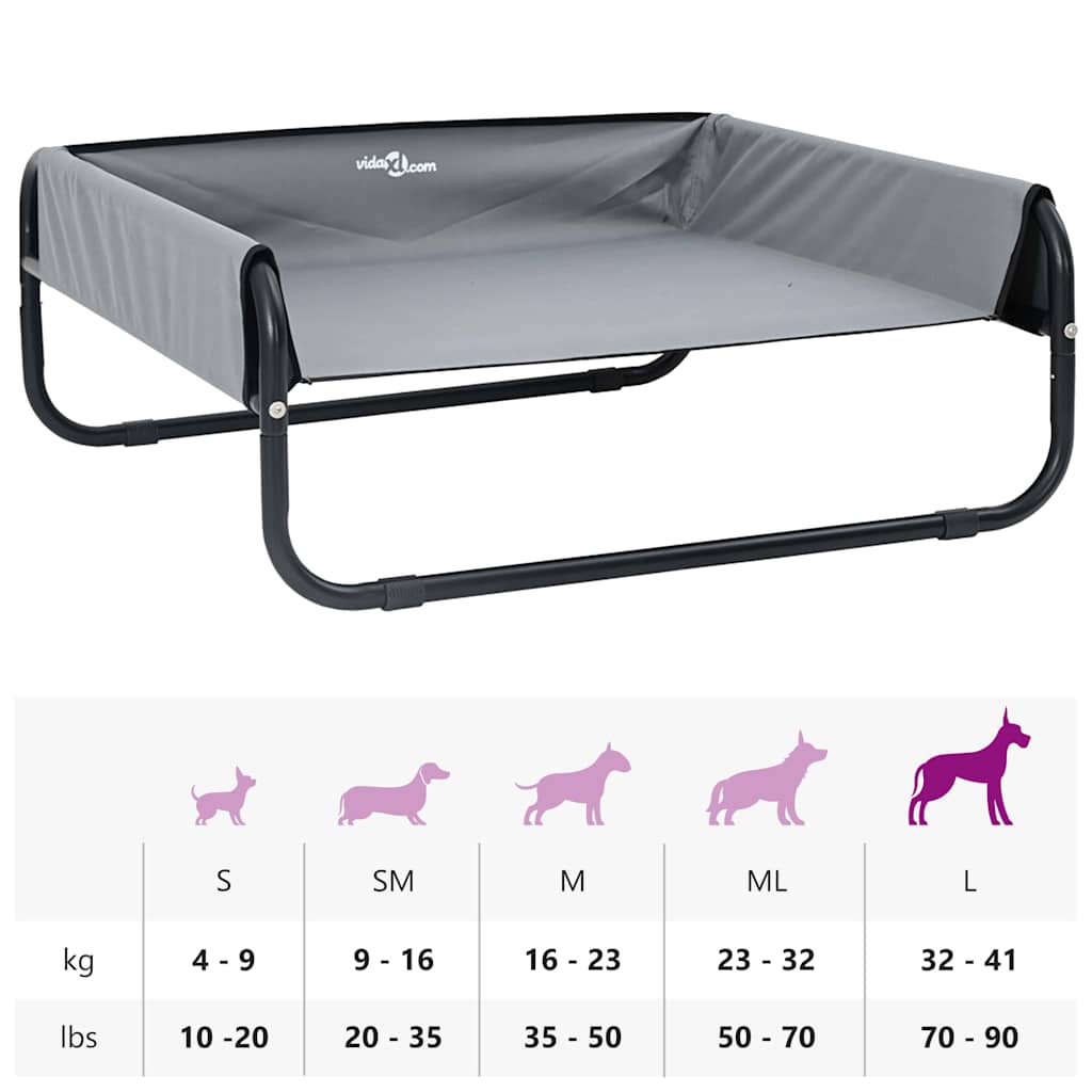 Koiran Peti Vaaleanharmaa L Oxford-Kangas Ja Teräs