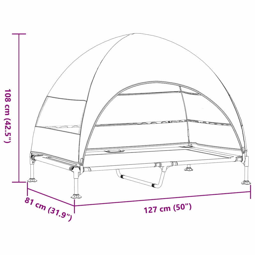 Korotettu Koiranpeti Ruskea 127 X 81 X 108 Cm Kangas Ja Teräs