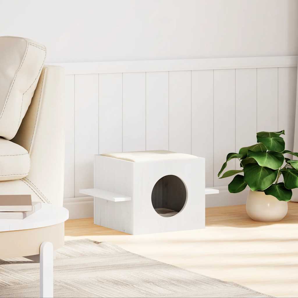 Kissatalo Valkoinen 51X35X30 Cm Massiivipuumänty