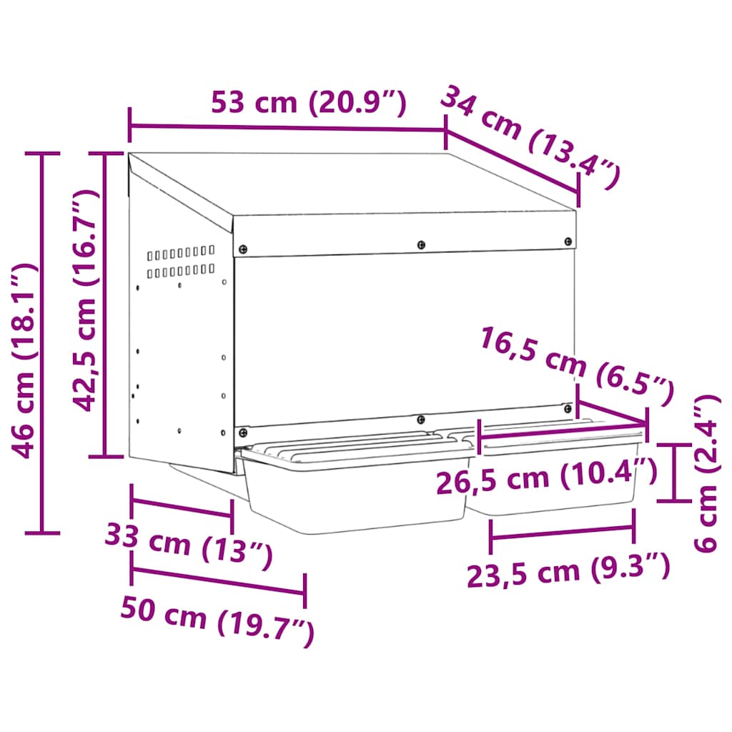 Kananpesälaatikko 2 Lokeroa Seinäkiinnitys Sinkitty Teräs