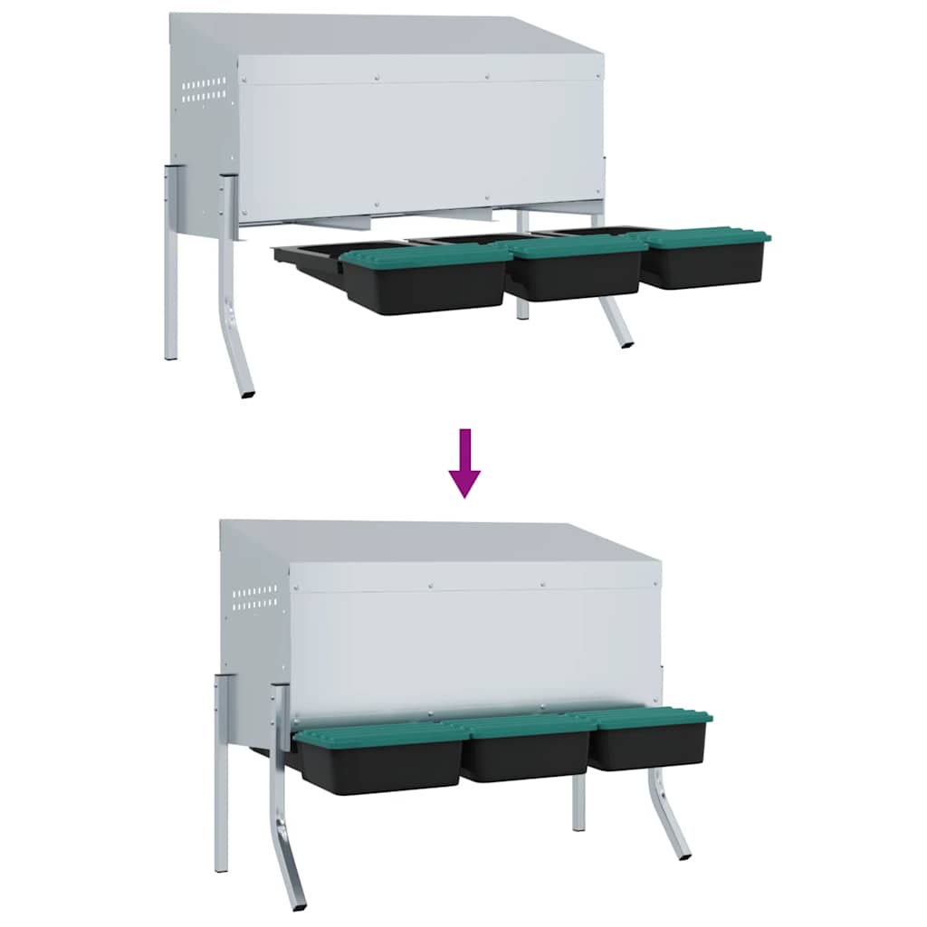 Kanan Pesälaatikko 3 Lokeroa Jaloilla Galvanoitu Teräs