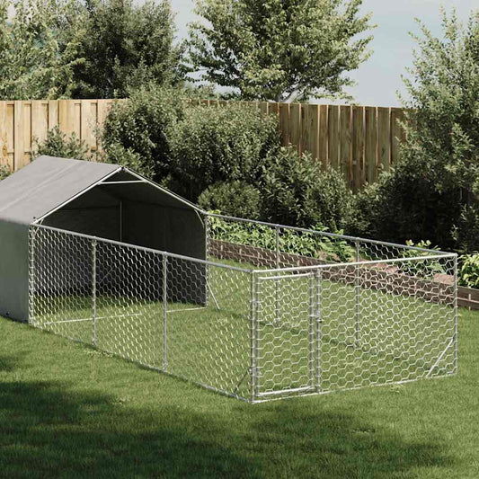 Ulkokoirakennel Juoksun Kanssa 6X2X1,5 M Galvanoitu Teräs