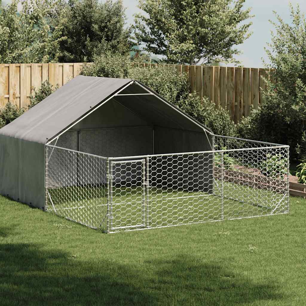 Ulkokoirakennel Juoksun Kanssa 6X2X1,5 M Galvanoitu Teräs
