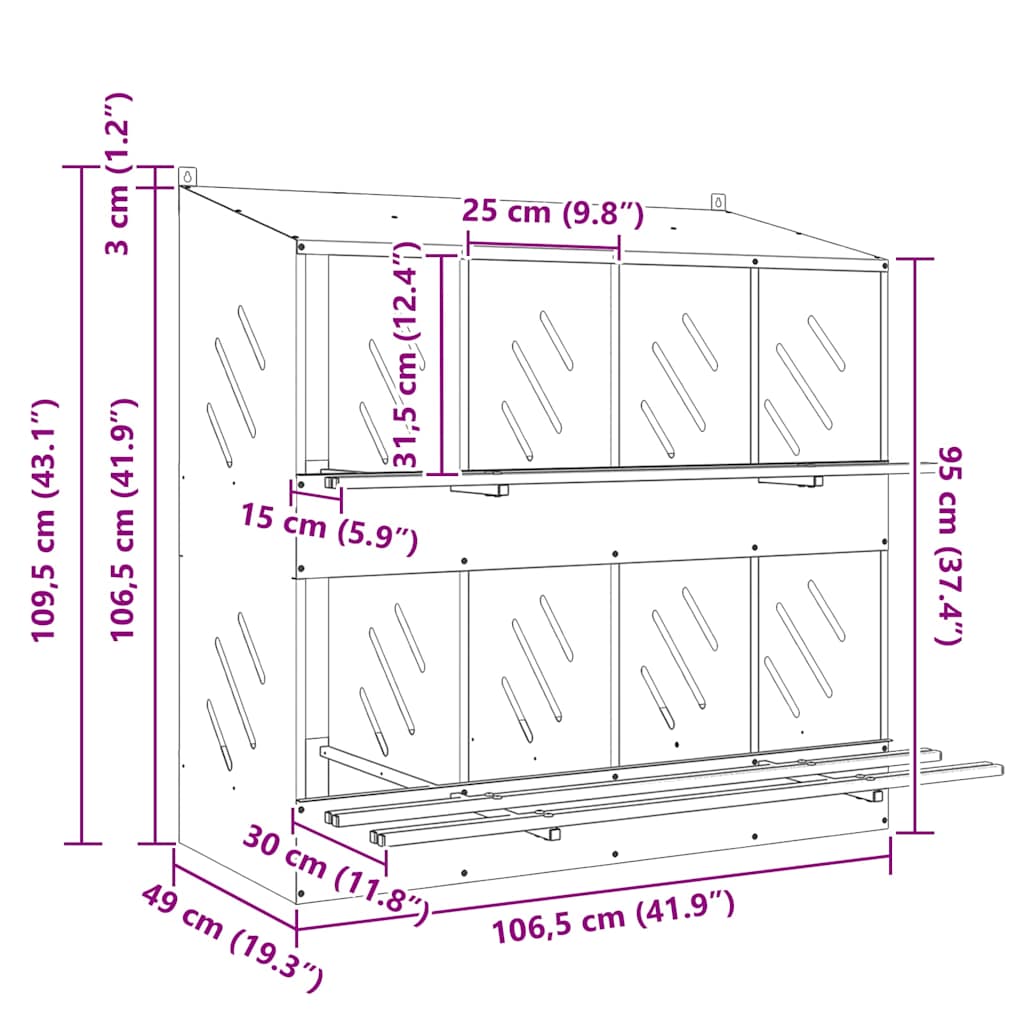 Kananpesälaatikko, Jossa 8 Lokeroa Ä Metallia