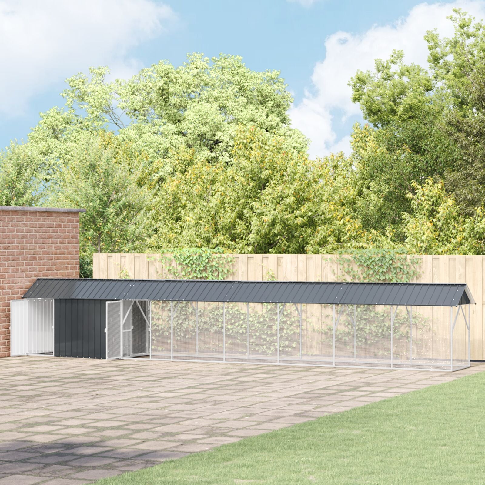 Lintuhäkki Lisäosalla Anthracite 112X838X141 Cm Teräs