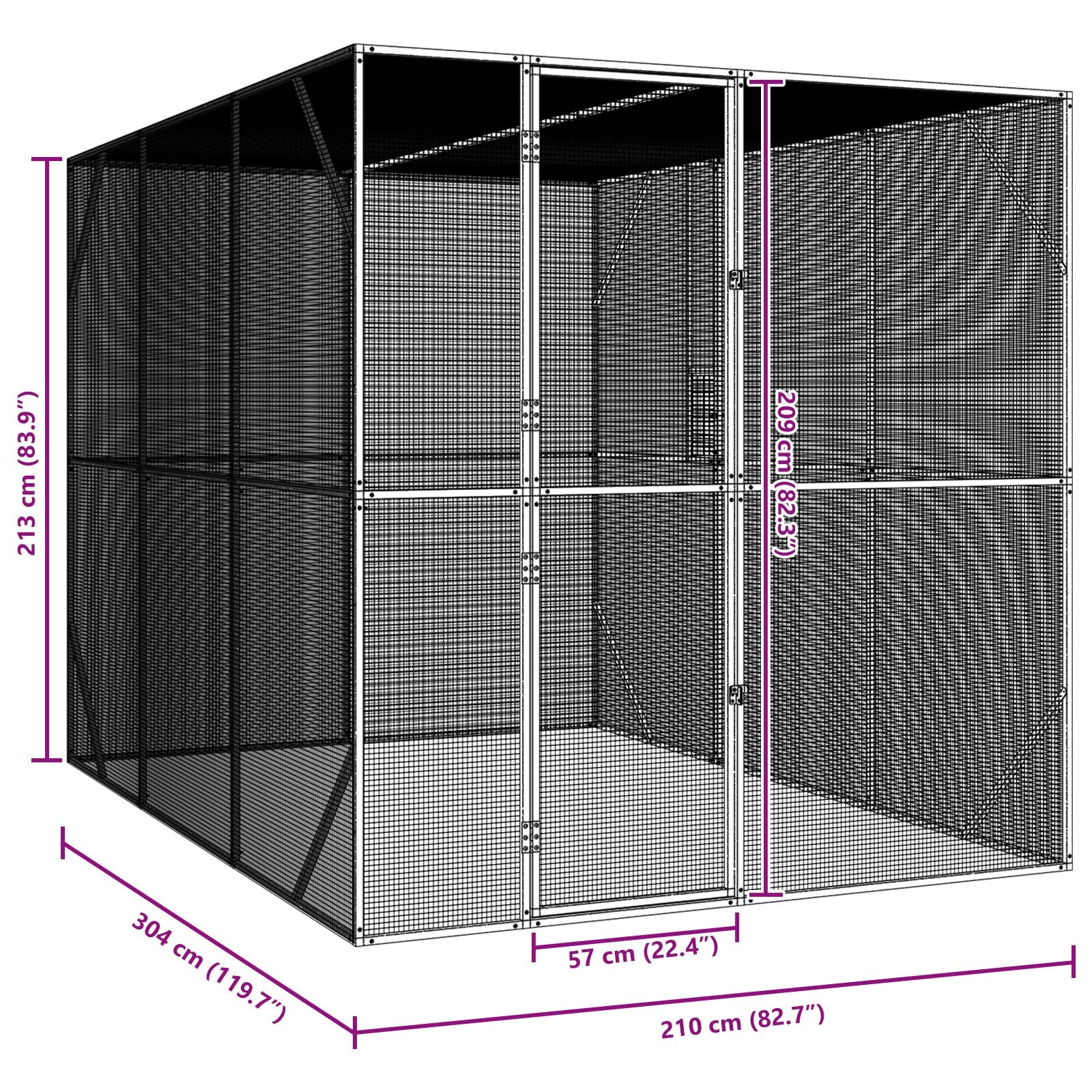 Lintuhäkki Anthracite 302X206X214 Cm Teräs