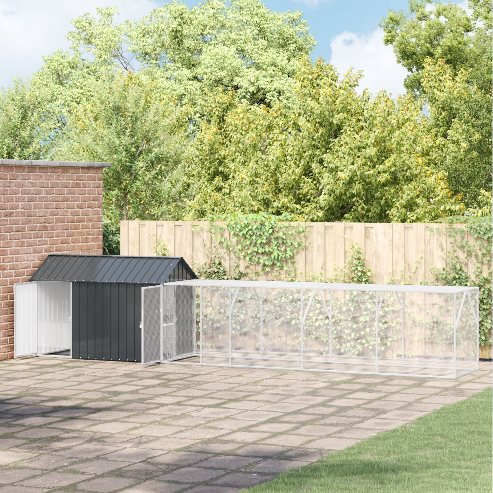 Lintuhäkillä Laajennus Harmaa 112X619X141 Cm Teräs