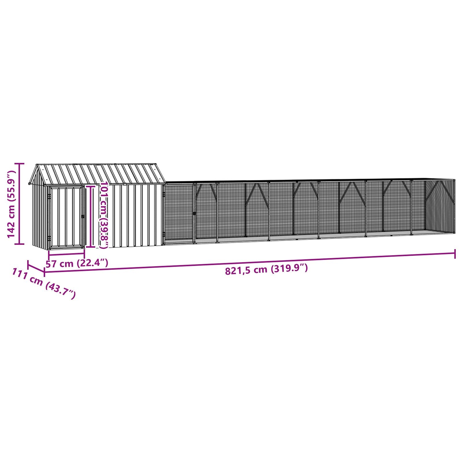 Lintuhäkkisarja Lisäyksellä Antrasiitti 112X817X141 Cm Teräs