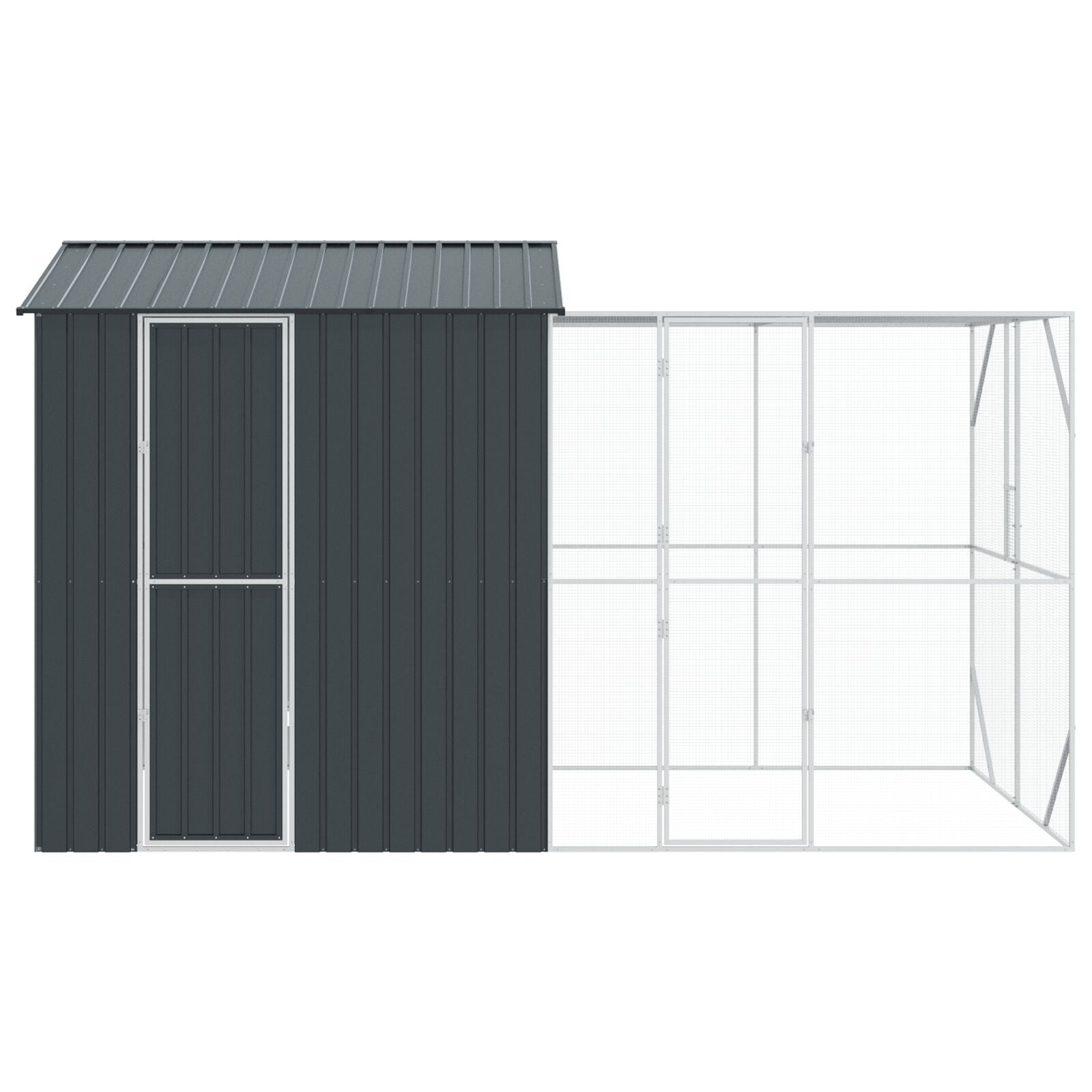 Lintuhäkki Laajennuksella Antrasiitti 210X421X247 Cm Teräs