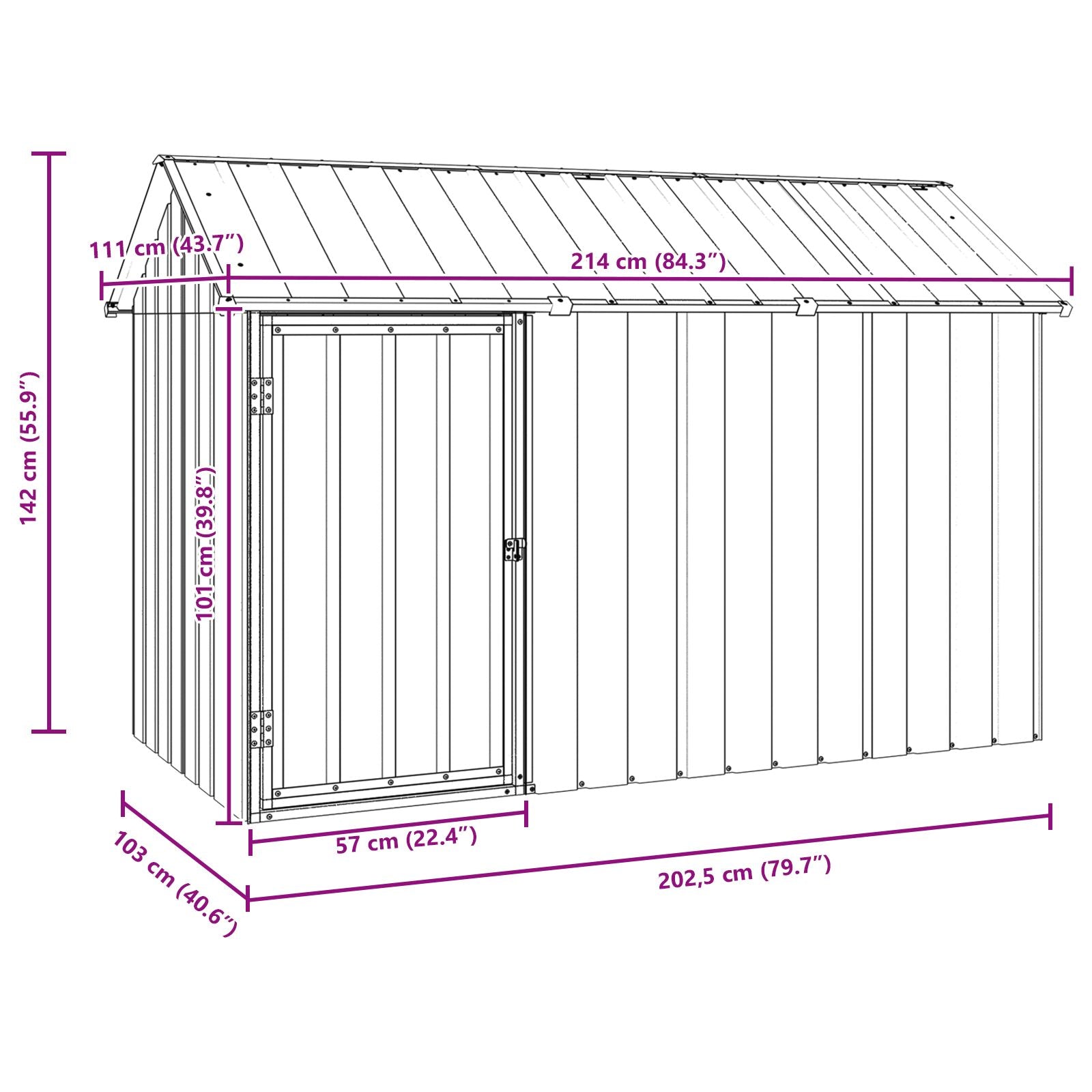 Lintuhäkki Antrasiitti 112X215X141 Cm Teräs