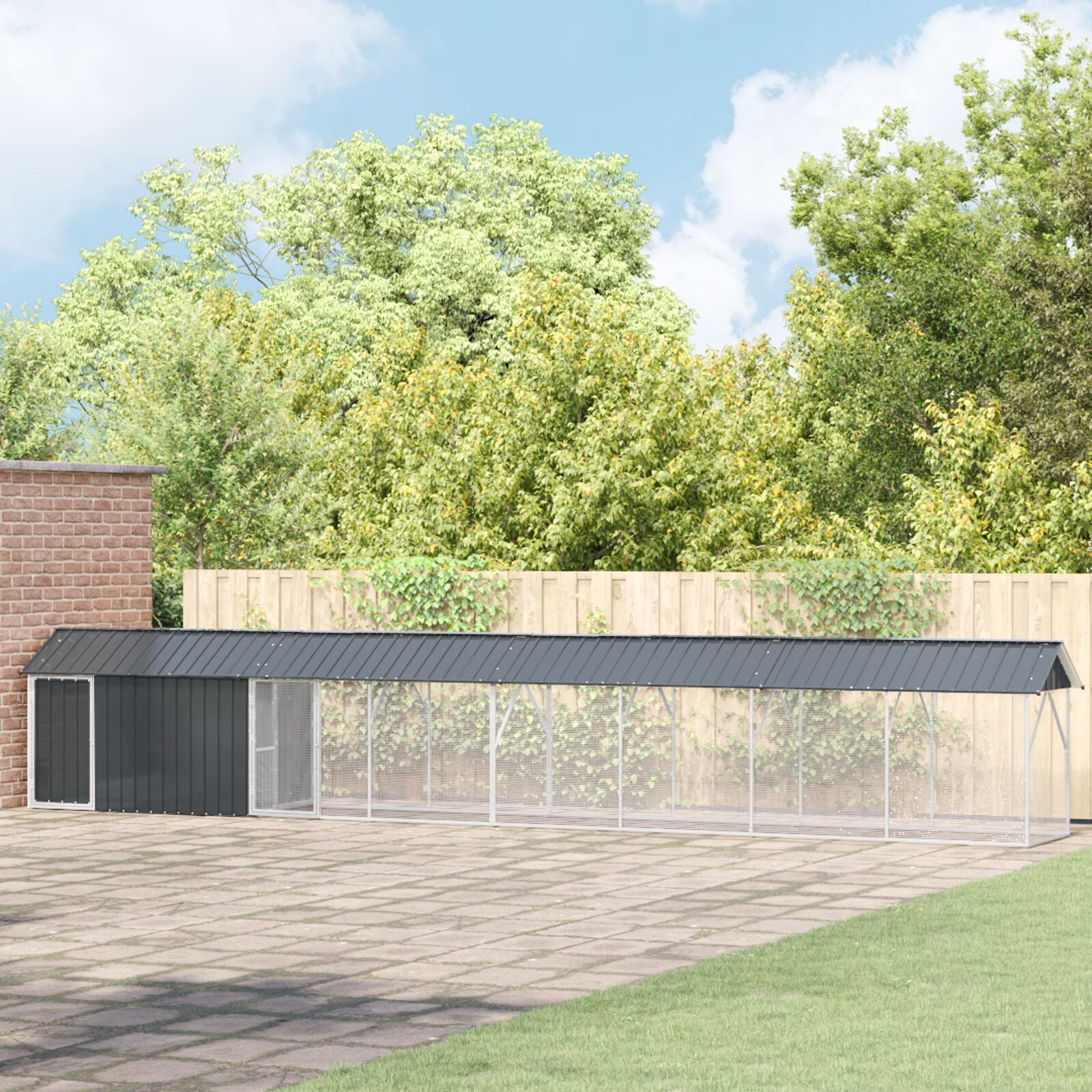 Lintuhäkki Lisäosalla Anthracite 112X838X141 Cm Teräs