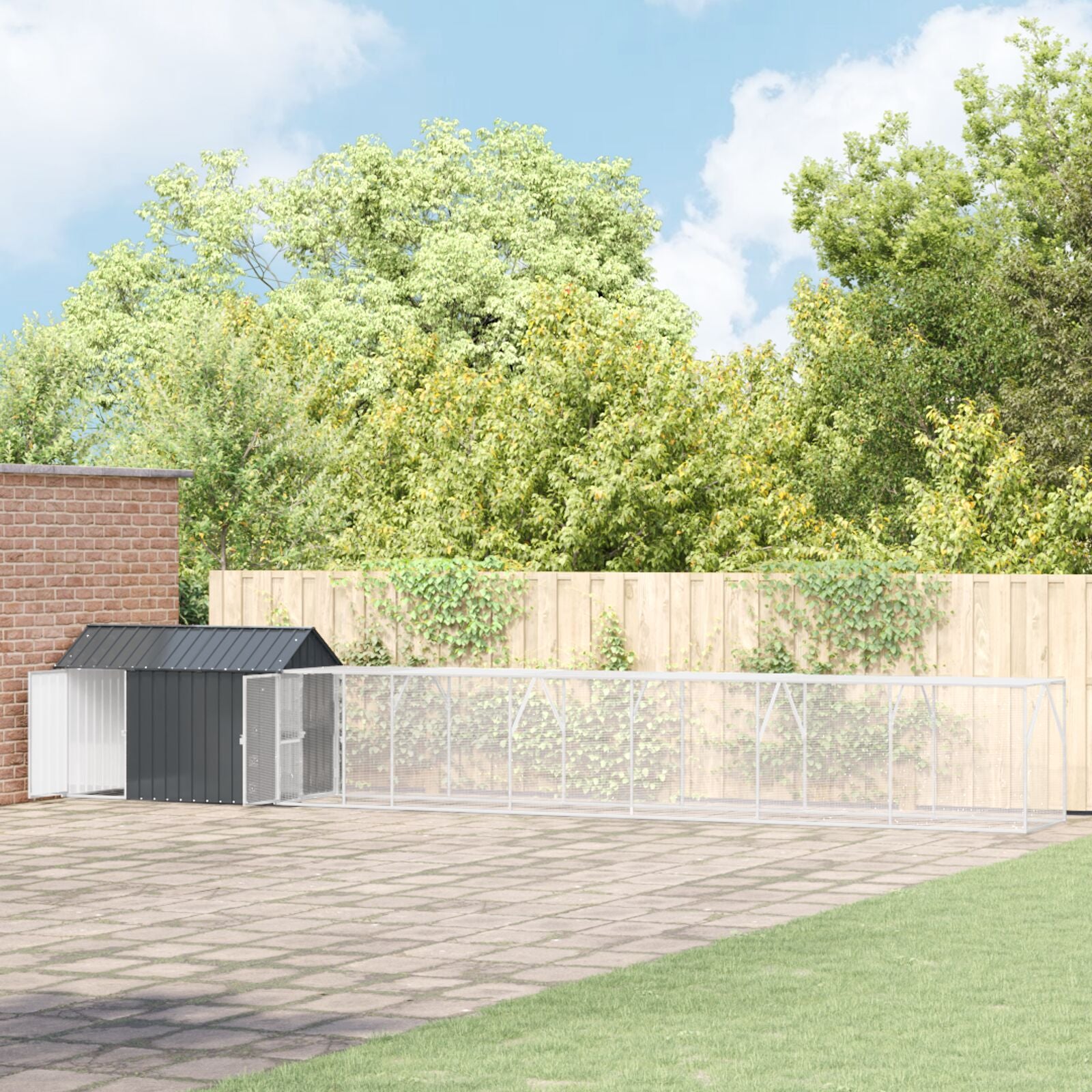 Lintuhäkkisarja Lisäyksellä Antrasiitti 112X817X141 Cm Teräs