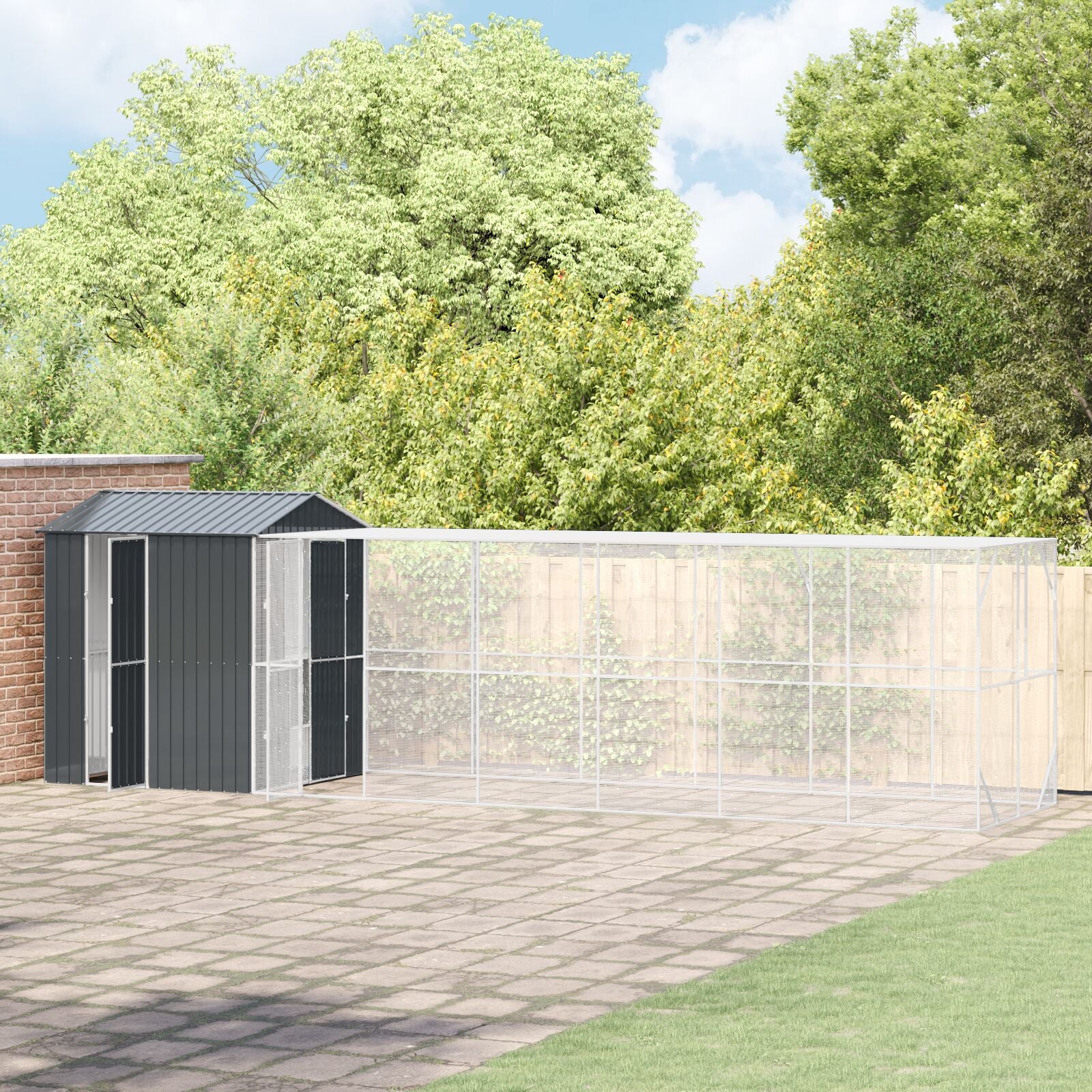 Lintuhäkki Laajennuksella Antrasiitti 210X817X247 Cm Teräs