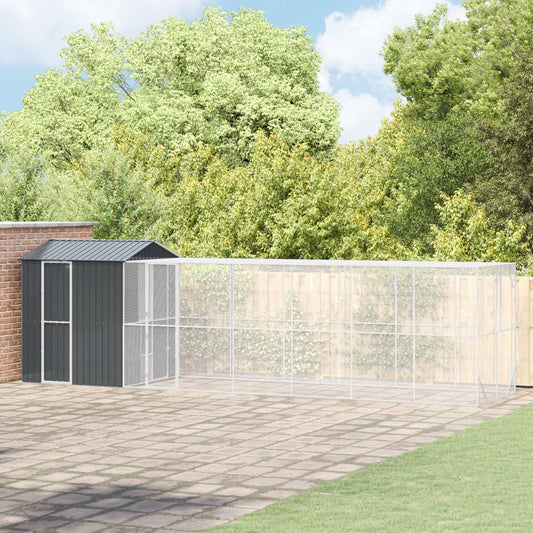 Lintuhäkki Laajennuksella Antrasiitti 210X817X247 Cm Teräs