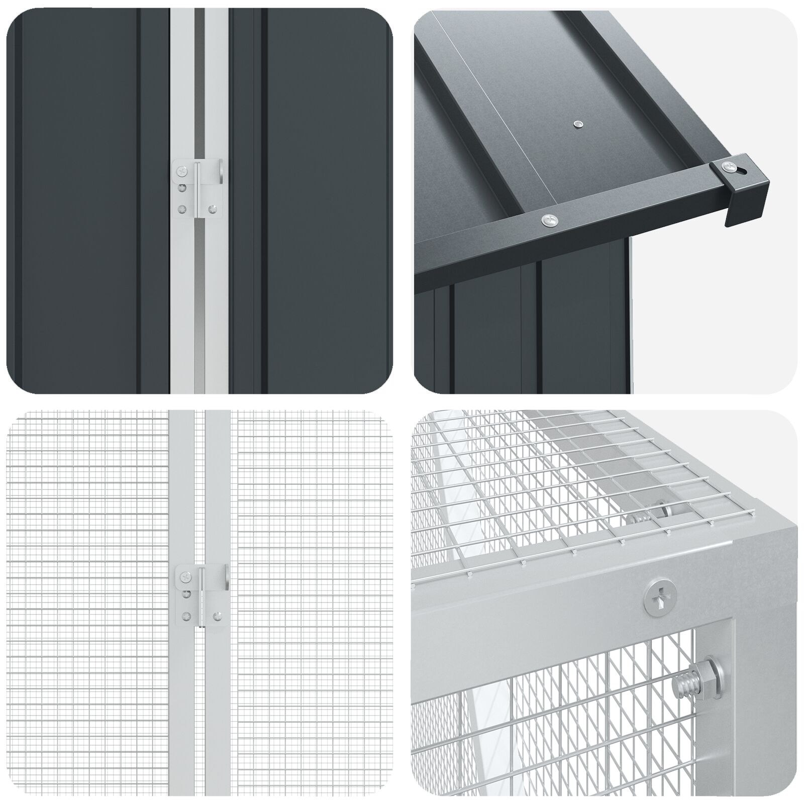 Lintuhäkki Laajennuksella Antrasiitti 210X817X247 Cm Teräs